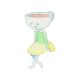 watercolor gouache little teacup girl sitting on a ledge