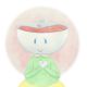 watercolor gouache little teacup girl with tea