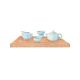 Watercolor blue gong fu tea set on a bamboo tray